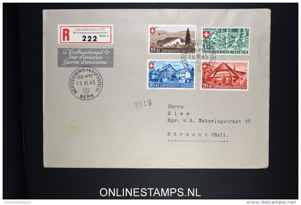 Switserland 1945 Pro Patria R-FDC Mi Nr 460-463, Zum 26 - 29 PP, Rare Cover - FDC