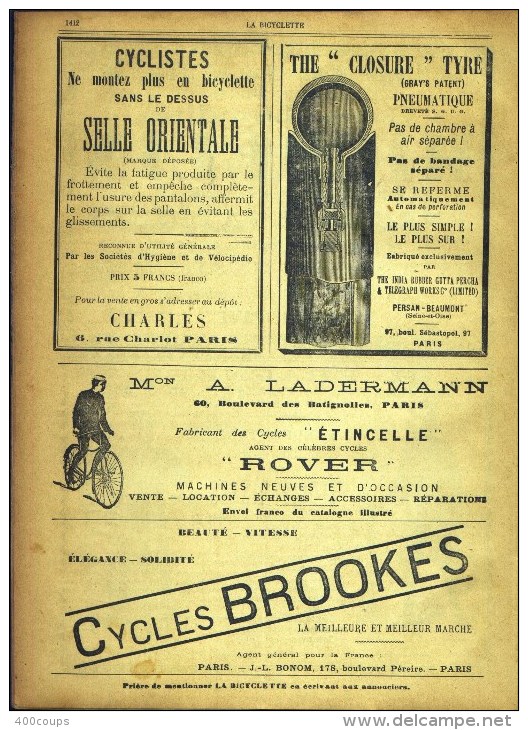 Du 14 juillet 1893 - (123 ans d'âge) - LA BICYCLETTE - Paris-Bruxelles - S.A.R. Le Prince Albert de Belgique - Pub Miche