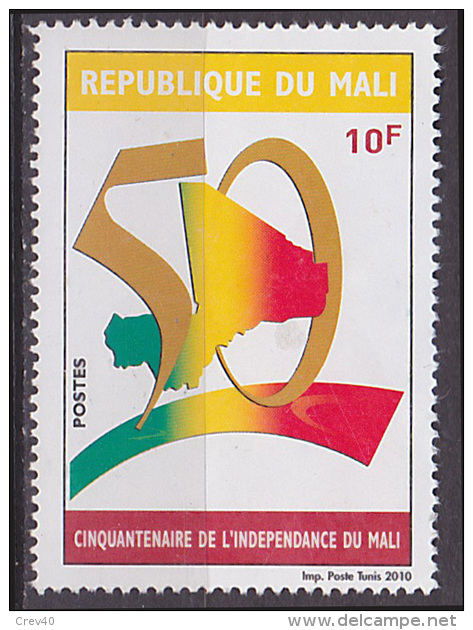 Timbre Neuf Sans Gomme (*) N° 1869(Yvert) Mali 2010 - Cinquantenaire De L´Indépendance Du Mali - Mali (1959-...)