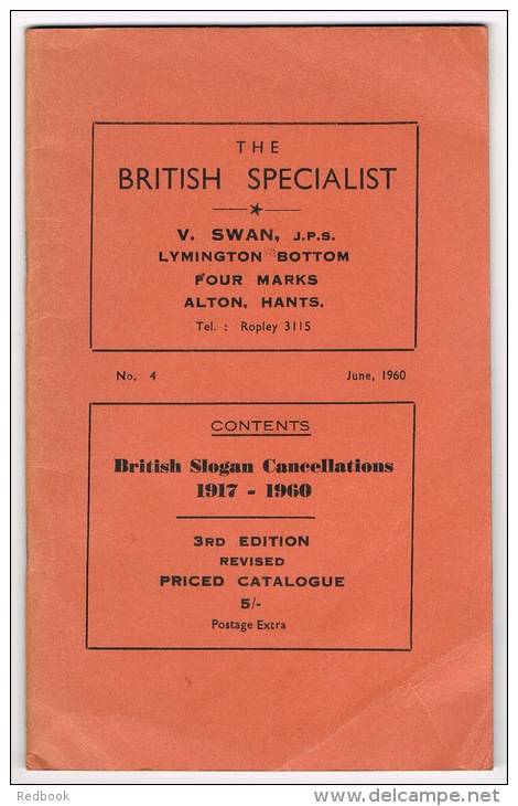 RB 1019 -  40 Page Booklet British Slogan Cancellations 1917-1960 - Stamp Collecting - Books On Collecting