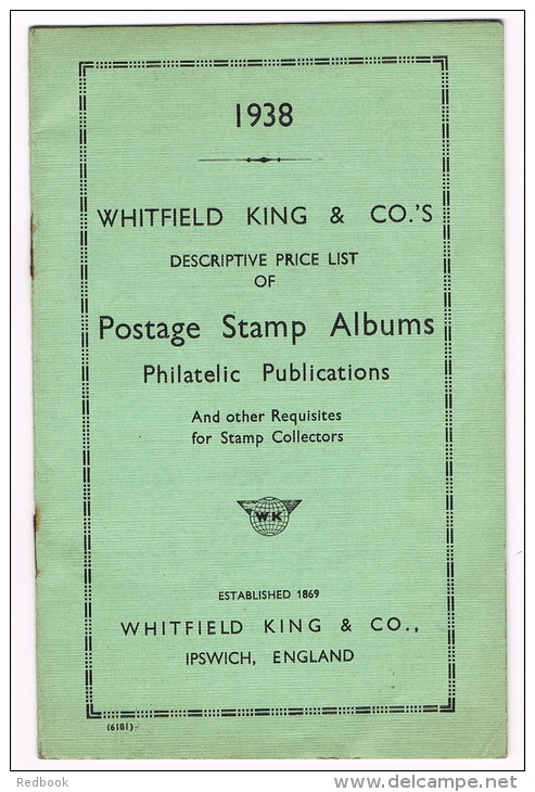 RB 1019 -  1938 - 24 Page Booklet Whitfield King "Postage Stamp Albums" Pricelist  - Stamp Collecting - Livres Sur Les Collections