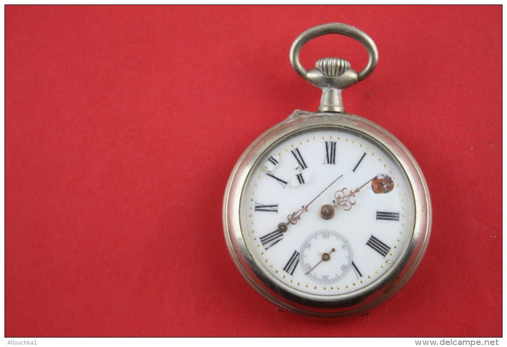 Montre Gousset Argentan Cadran Emaillé éclat Aiguille Tombée à Réparer Mecan Bloqué Vitre Intacte Faire Défiler Photos - Taschenuhren