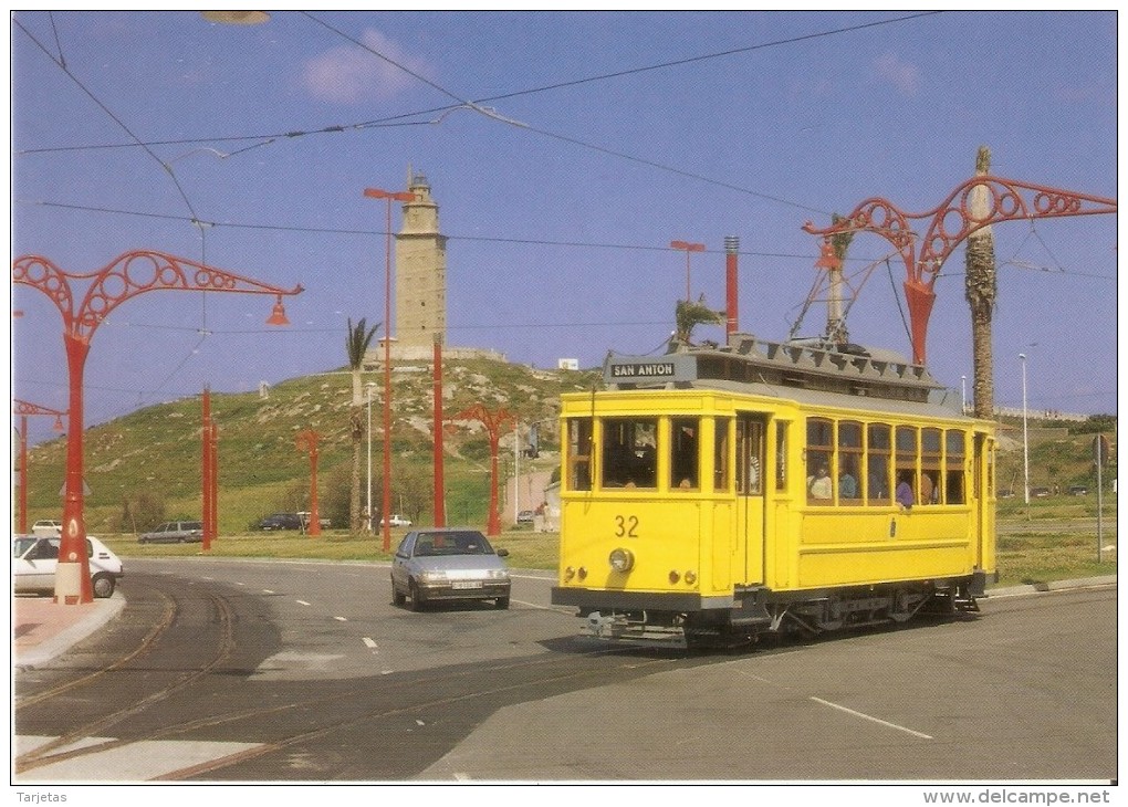 Nº576 POSTAL DE ESPAÑA DE UN TRANVIA EN LA CORUÑA (TREN-TRAIN-ZUG) AMICS DEL FERROCARRIL - Tranvía