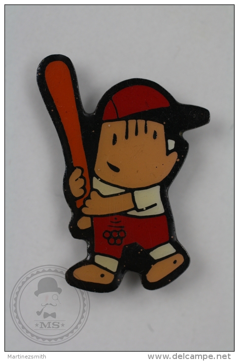 Barcelona 1992 Olympic Games - Cobi Mascot Playing Baseball - Pin Badge #PLS - Juegos Olímpicos