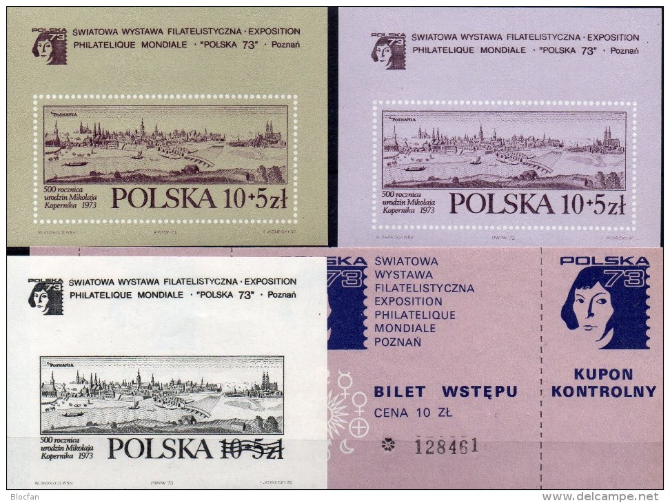 POLSKA 1973 Polen Block 55,56+56 SD ** 45€ Imperf. Kopernikus/Stich Bloque Hoja M/s Art Blocs Philatelic Sheet Bf Poland - Variétés & Curiosités