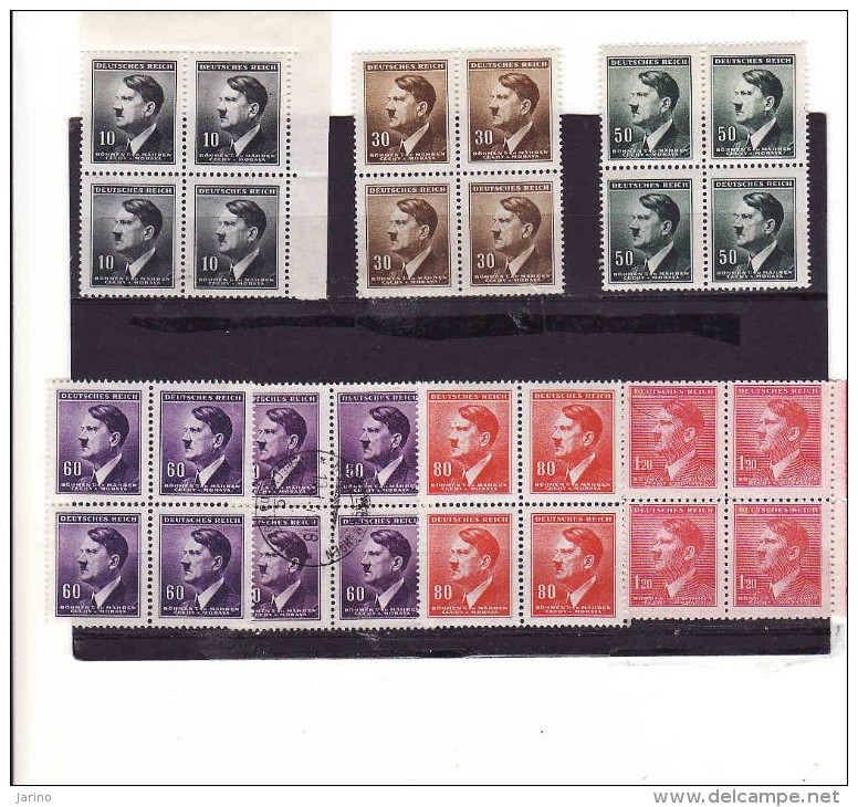 Bohmen Und Mähren, Ungebraucht, ** Boheme Et Moravie 1942, Blocs De 4, MNH - Unused Stamps