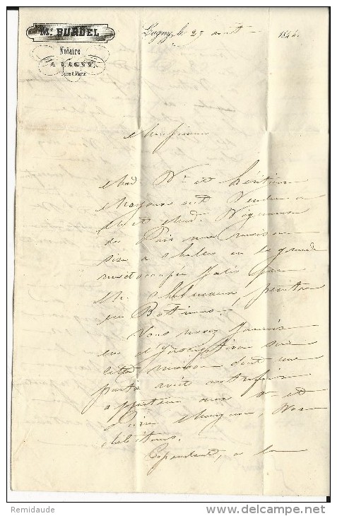 SEINE ET MARNE - 1844 - LETTRE De LAGNY Avec T15 Pour BOISSY ST LEGER - 1801-1848: Précurseurs XIX