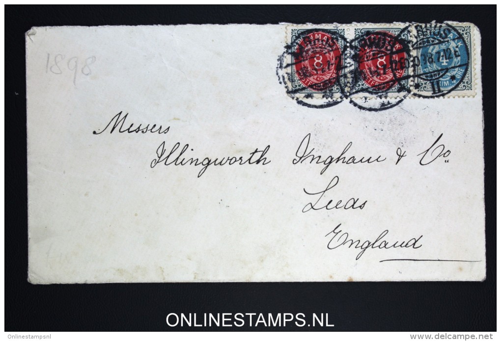 Danmark:  Cover Mixed Stamps 1898 Aarhus To Leeds UK, Back Is Damaged - Covers & Documents