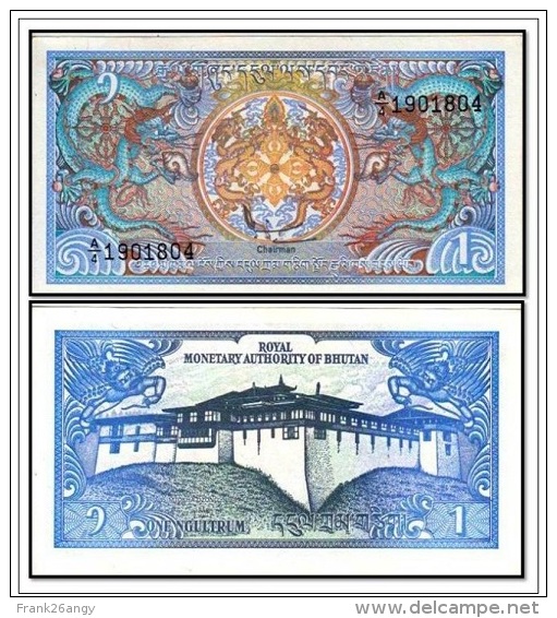 BHUTAN 1986 - 1 Ngultrum BankNote, P 12, UNC.  Perfetta - Bhutan