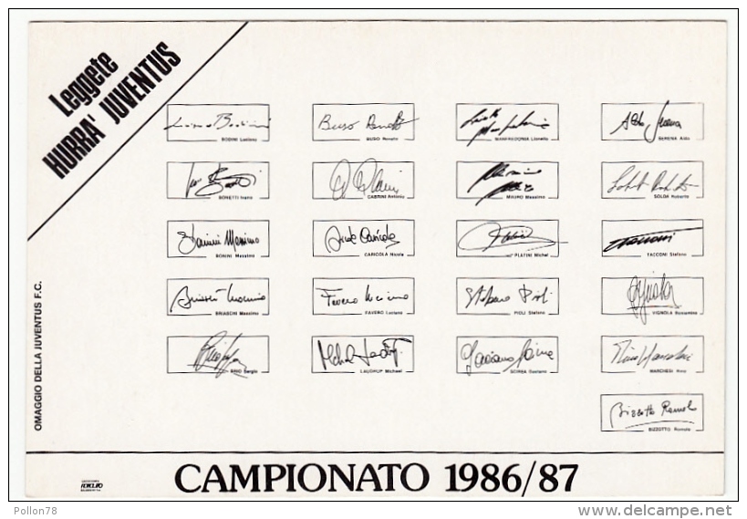 SQUADRA F.C. JUVENTUS - CAMPIONATO CALCIO 1986/87 - Vedi Retro - Fútbol