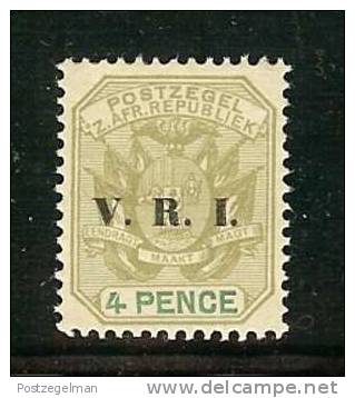 ZUID AFRIKAANSE REPUBLIEK 1900 Hinged Stamp(s)  3d Sage Green (overprint V.R.I.) Sacc Nr. 237 - Transvaal (1870-1909)