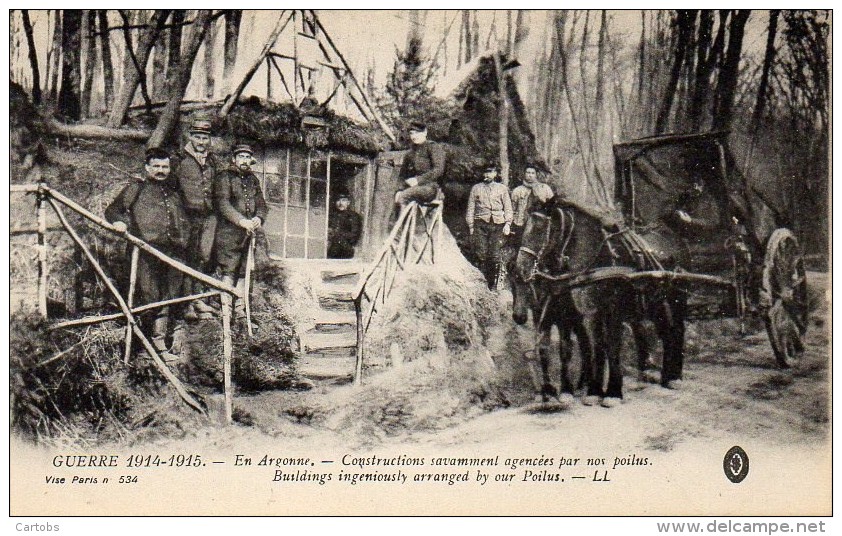 GUERRE 14-18 En Argonne  Constructions Savamment Agencées Par Nos Poilus - Guerra 1914-18