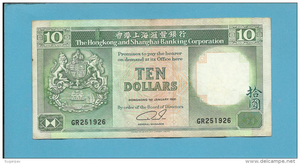 HONG KONG - 10 DOLLARS - 1991 - P 191.c - 2 Scans - Hongkong