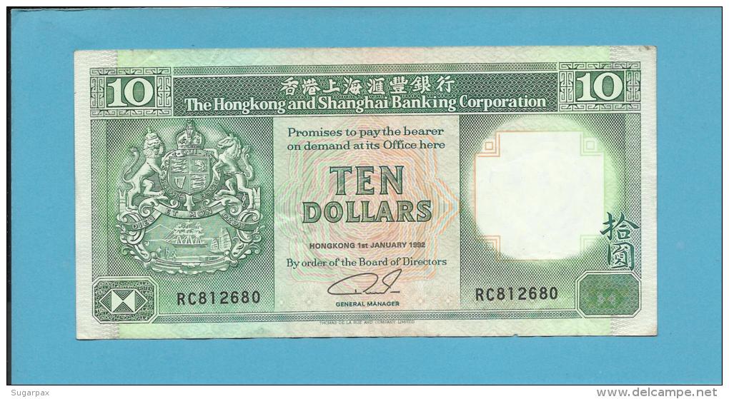 HONG KONG - 10 DOLLARS - 1992 - P 191.c - 2 Scans - Hongkong