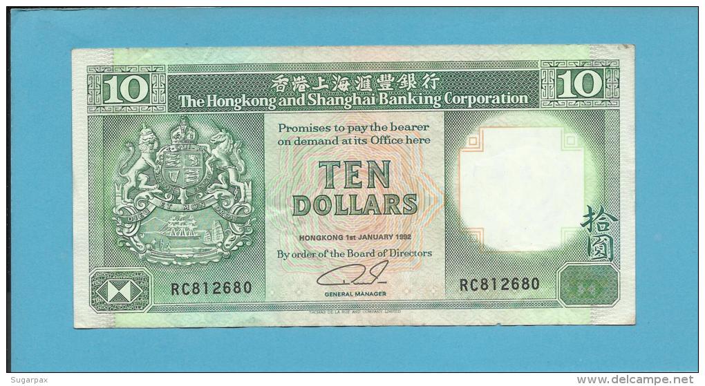 HONG KONG - 10 DOLLARS - 1992 - P 191.c - 2 Scans - Hong Kong