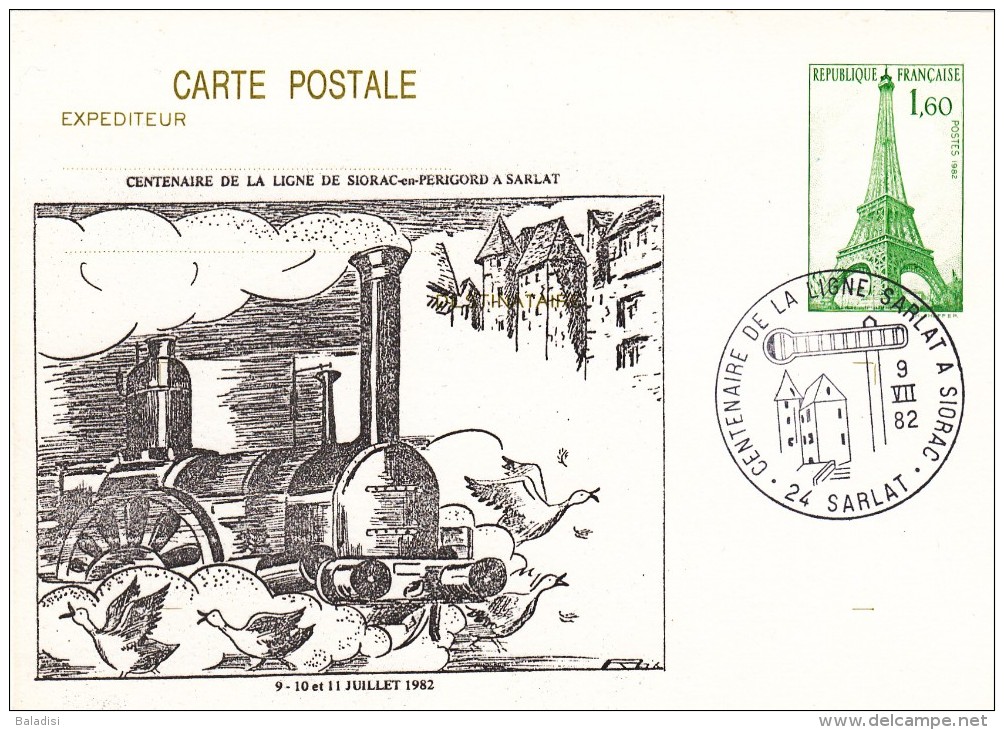 CARTE POSTALE DE 1982  CENTENAIRE LIGNE FERROVIAIRE SIORAC SARLAT - Sarlat La Caneda