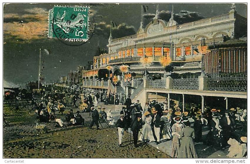 CALVADOS. VITA MONDANA ALLA SPIAGGIA SOTTO IL CASINO. BELLA CARTOLINA DEL 1908 - Altri & Non Classificati