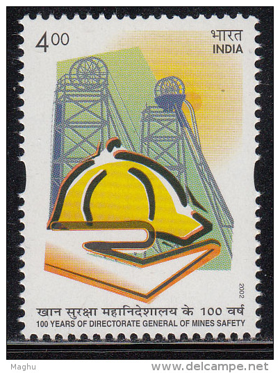 India MNH 2002, Directorate General Of Mines Safety, Hand, Helmet, Health, Mineral, Mine Winding Gears, - Unused Stamps