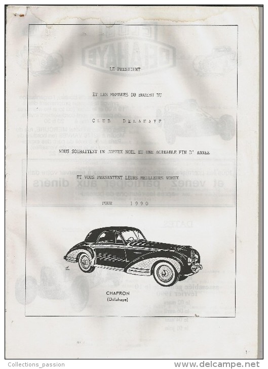 Automobile , 1990, Bulletin Du CLUB DELAHAYE , 48 Pages , Trés Nombreuse Photos, 3 Scans , Frais Fr : 2.50€ - Auto