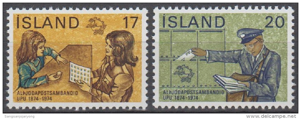 Iceland Sc474-5 Centenary Of UPU, Mailman - UPU (Union Postale Universelle)