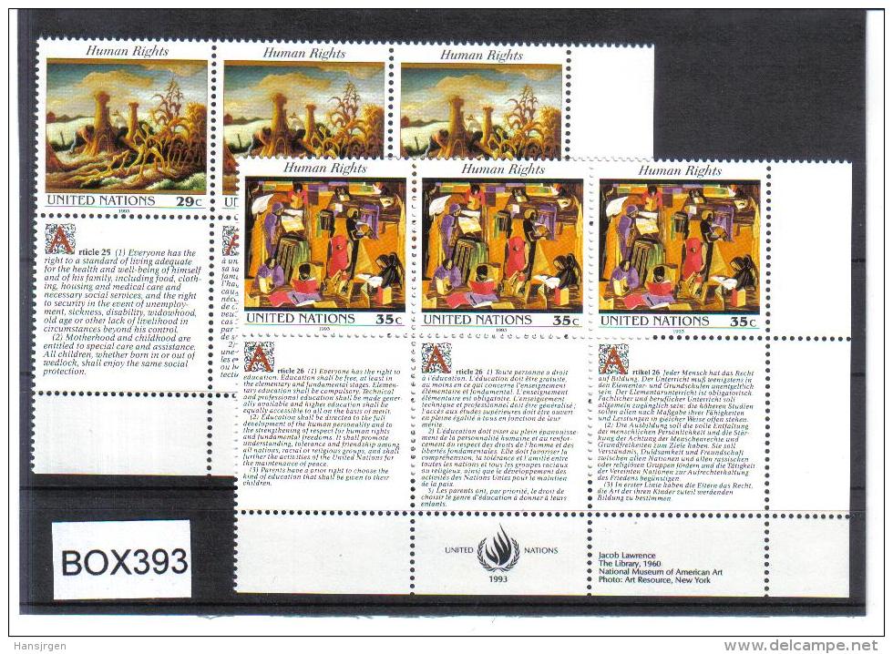 BOX393  VEREINTE NATIONEN UNO NEW YORK 1993  Michl 651/52  2 SECHSERBLÖCKE ** - Neufs