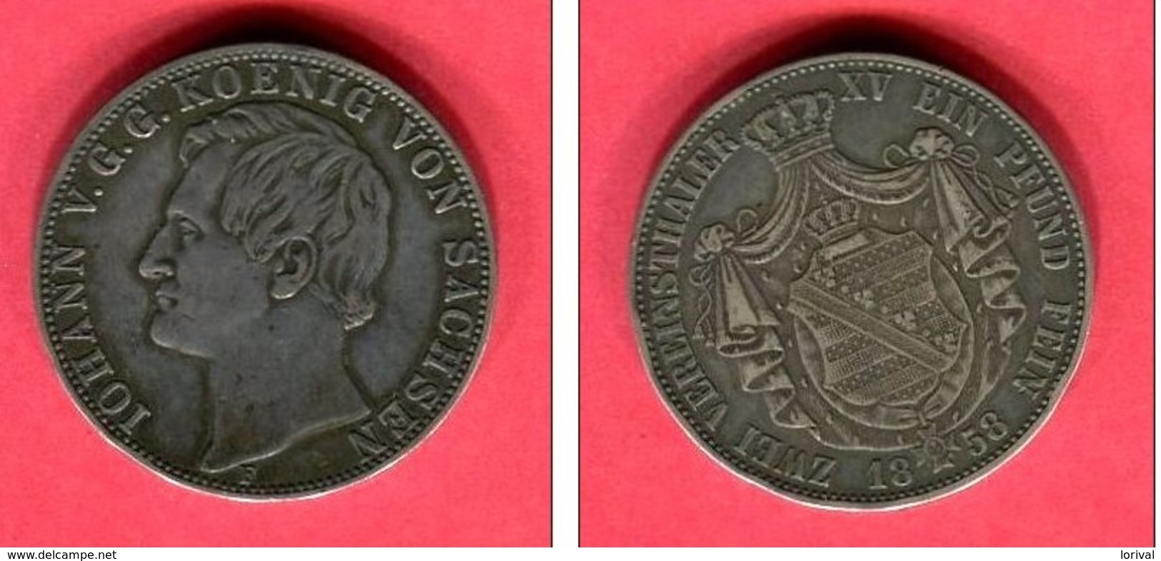 SAXE  2 THALER  1858  ( KM 277 )   TB+  225 - Taler Et Doppeltaler