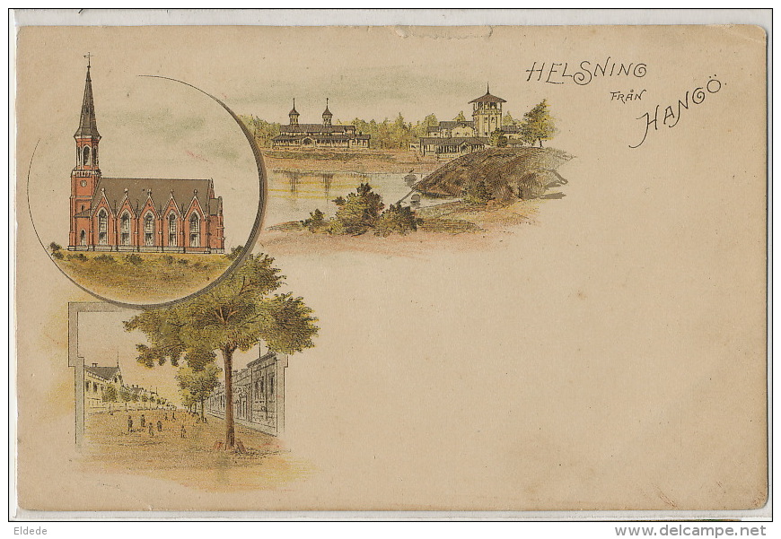 Helsning Fran Hango Pionneer Litho  Card - Finlandia