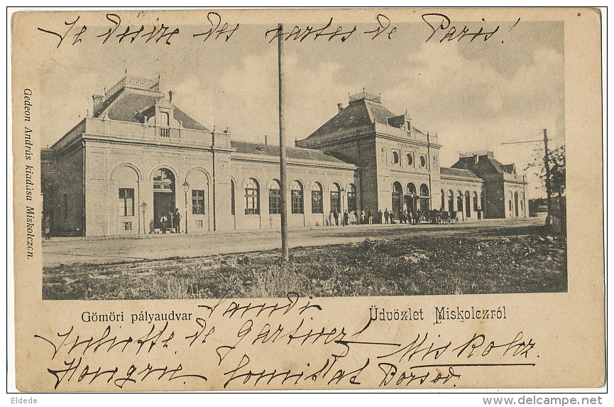 Gomori Palyaudvar Udvozlet Miskolezrol  P. Used 1912  Station - Hungary