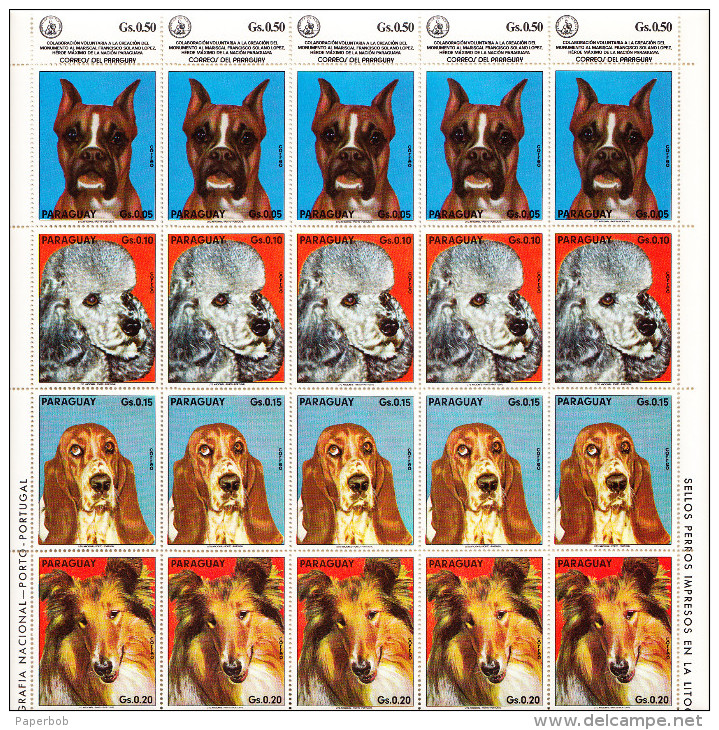 DOGS-PARAGUAY,COMPLETE SHEET , MNH - Cani