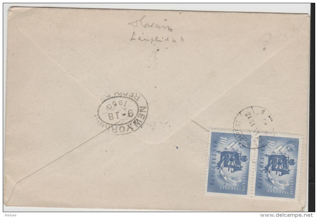 Ung280/ - UNGARN -  UPU Ausgabe 1950, Blockmarken Gez. Und Ungezähnt, FDC, Einschreiben Nach USA - Storia Postale