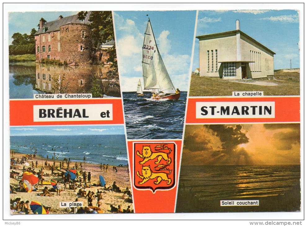 St MARTIN DE BREHAL--Multivues (chateau,voile,chapelle,plage) Et Blason ,cpm N° 101 éd Artaud - Autres & Non Classés
