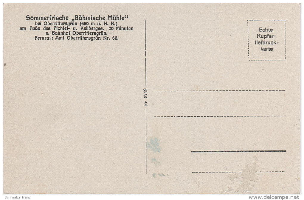 AK Oberrittersgrün Böhmische Mühle Gasthaus ? Rittersgrün Bei Breitenbrunn Goldenhöhe Zlaty Kopec Gottesgab Bozi Dar - Breitenbrunn