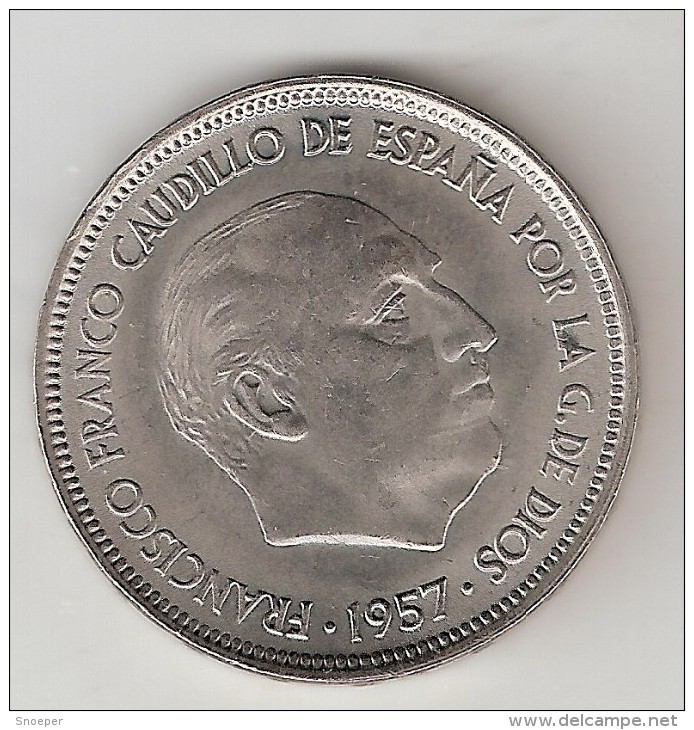 Spain  50 Pesetas  1957 ( 58)    Km 788    Xf+ - 50 Pesetas