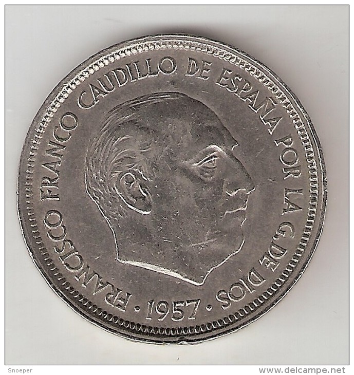 Spain  50 Pesetas  1957 ( 60)    Km 788    Xf+ - 50 Pesetas