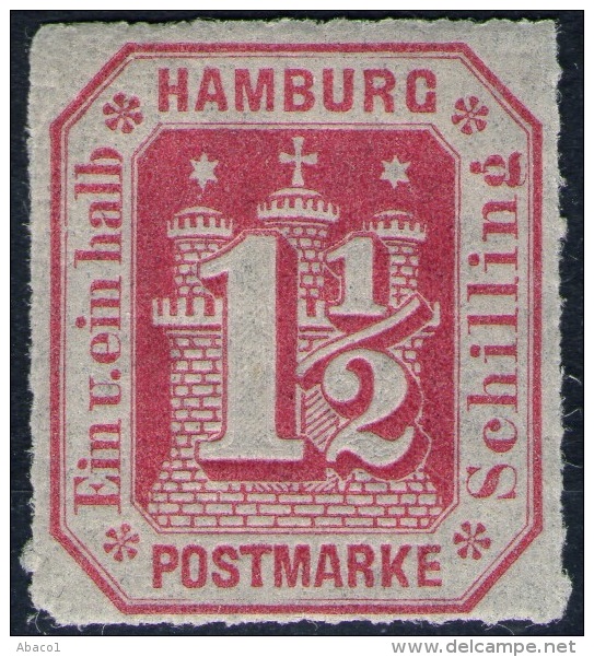 1 1/2 Shilling Rosarot - Hamburg Nr. 21a Ungebraucht Mit Falz - Pracht - Hambourg