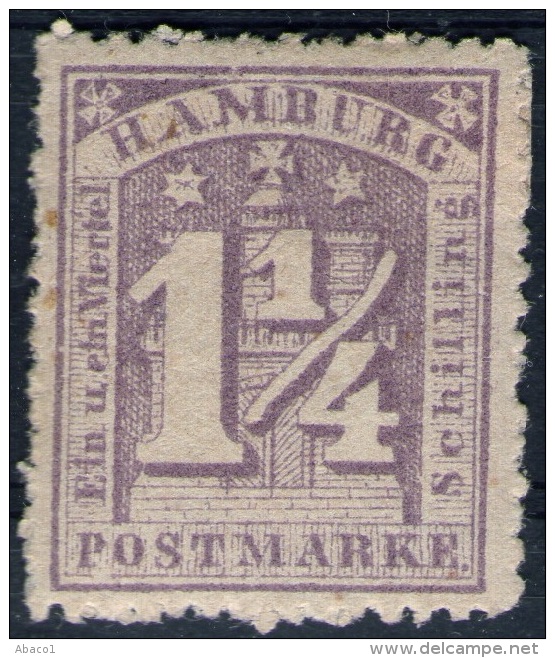 1 1/4 Shilling Violett - Hamburg Nr. 14 II Ungebraucht Mit Falz - Pracht - Hambourg