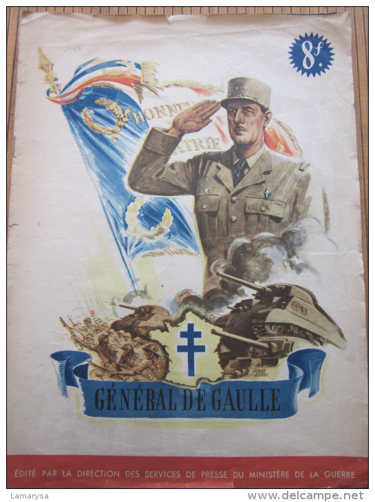 RARE 1945 Général De Gaulle Militaria édité Par Direction Des Services De Presse Du Ministére De La Guerre WW2 MILITARIA - 1900 - 1949