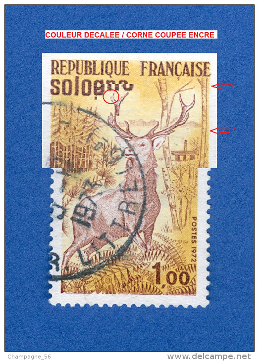 * 1972  N° 1725  SOLOGNE  OBLITÉRÉ NUANCE COULEURS - Oblitérés