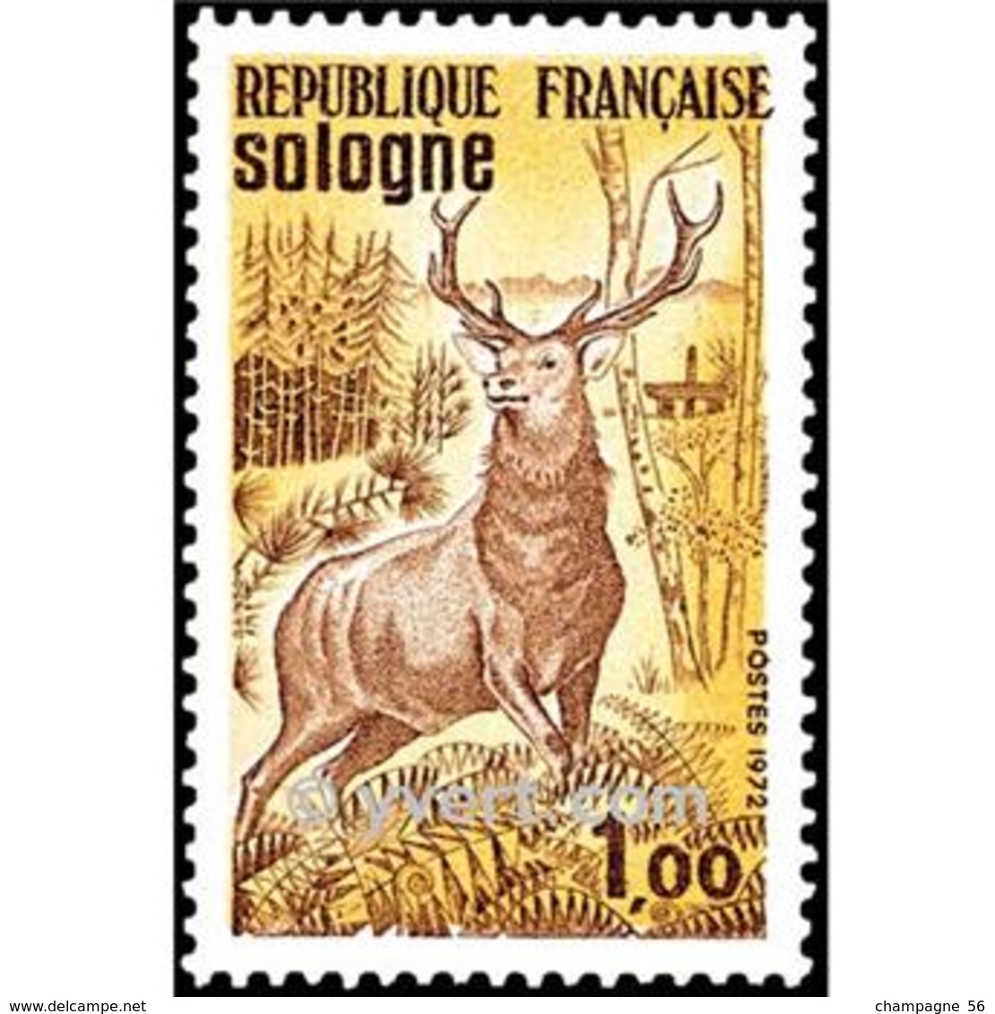 * 1972  N° 1725  SOLOGNE  OBLITÉRÉ NUANCE COULEURS - Oblitérés