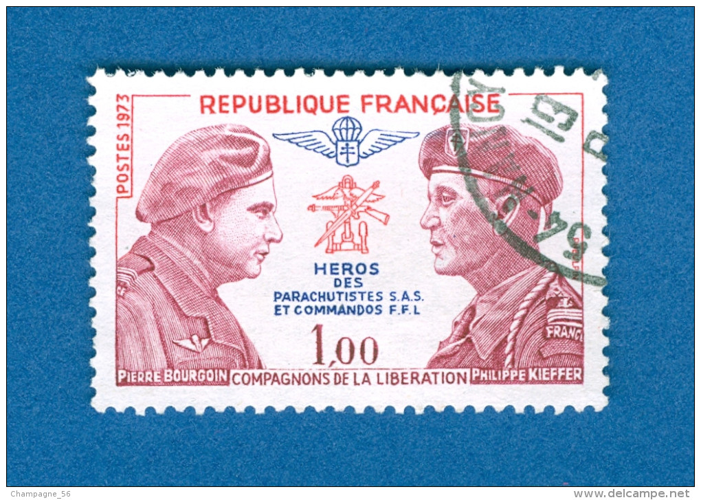 1973  N°  1773  HÉROS DES PARACHUTISTES OBLITÉRÉ - Usados