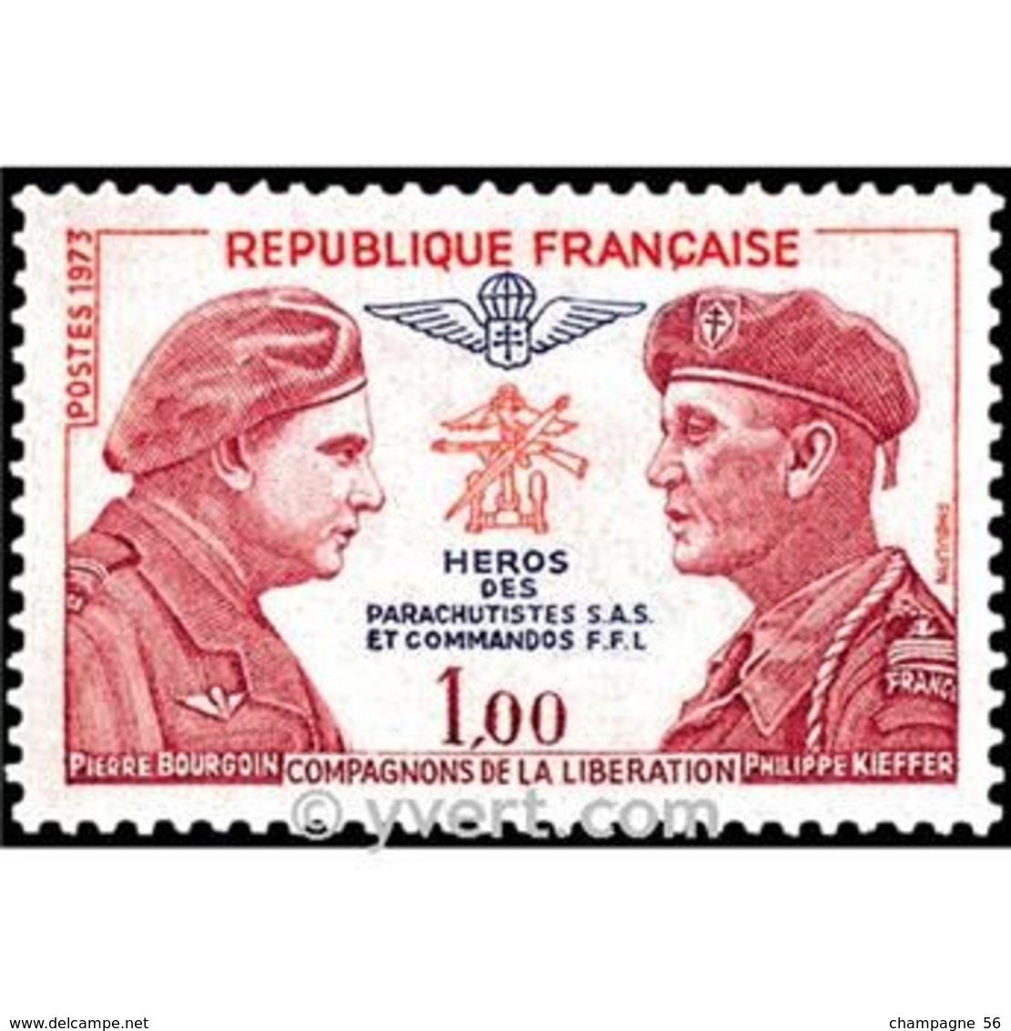 1973  N°  1773  HÉROS DES PARACHUTISTES OBLITÉRÉ - Usados