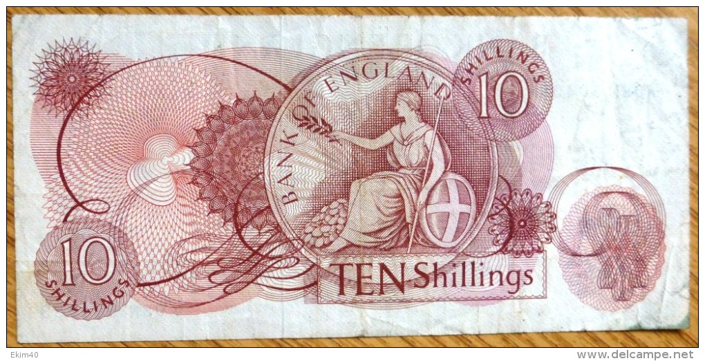 Used Ten Shillings GB Banknote-Fforde No BK-992 - 10 Schilling