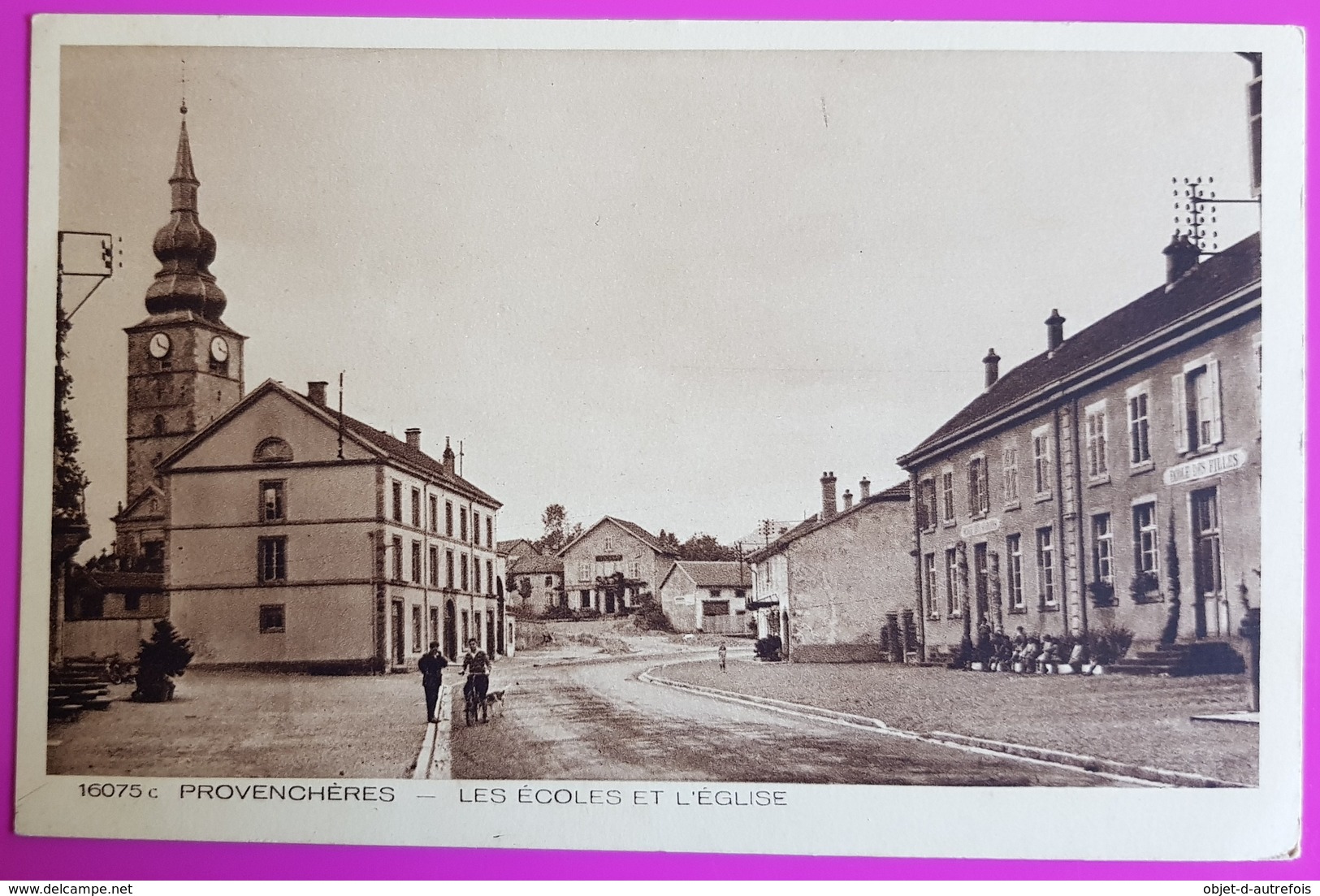 Cpa Provenchères Sur Fave Les Ecoles Et L' Eglise Carte Postale 88 Vosges - Provencheres Sur Fave