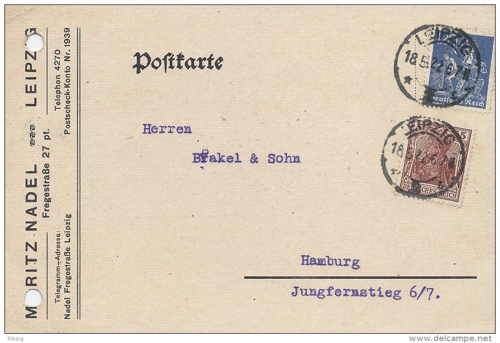 Postkarte   Used 1922.   H-145 - Other & Unclassified