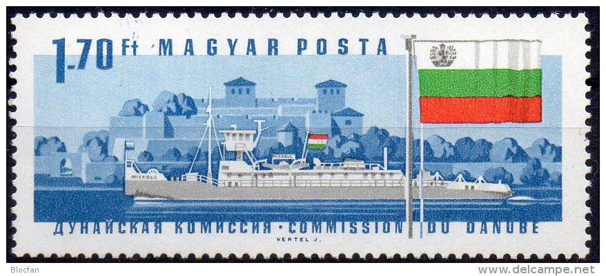 Donau-Kommission 1967 Ungarn 2327 A ** 4€ Flaggen CEPT-Land Bulgaria Schubschiff Bei Vidin Flag Ship Stamp Of Hungaria - Briefmarken