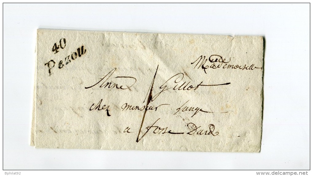 !!! CURSIVE DE PEZOU (LOIR ET CHER) SUR LETTRE DE 1836 - 1801-1848: Précurseurs XIX