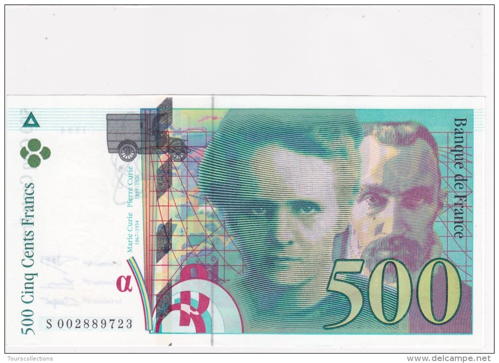 LOT 2 Billets NEUFS 500 FRANCS Pierre & Marie CURIE  N° à Suivre De 1994 @ S 002889722 Et 23 @  4 Scans - N° Fayette 76 - 500 F 1994-2000 ''Pierre En Marie Curie''