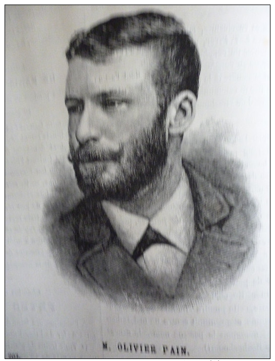 Olivier Pain , Gravure De 1885 - Documents Historiques