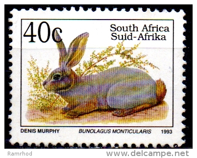 SOUTH AFRICA 1993 Endangered Fauna -40c. - Riverine Rabbit  (Latin Name)  FU - Oblitérés