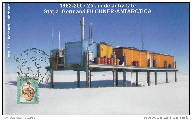 13755- FILCHNER GERMAN ANTARCTIC STATION, SPECIAL COVER, 2007, ROMANIA - Onderzoeksstations